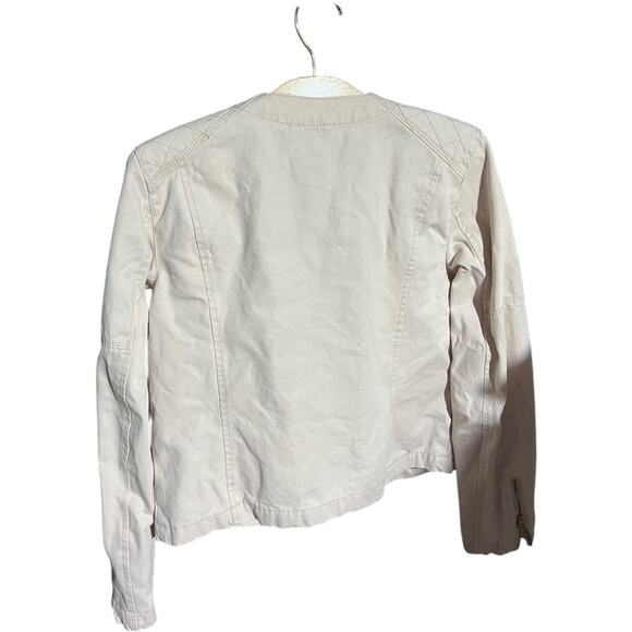 Gap Blush Pink Quilted Moto Jacket Size 10 Asymmetrical Zip Biker - Picture 9 of 9